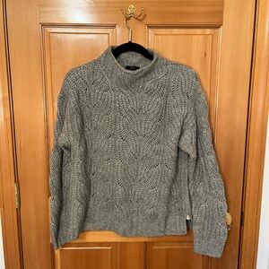 J. Crew Women’s Gray Cable Knit Sweater, mock turtle neck sweater, size medium